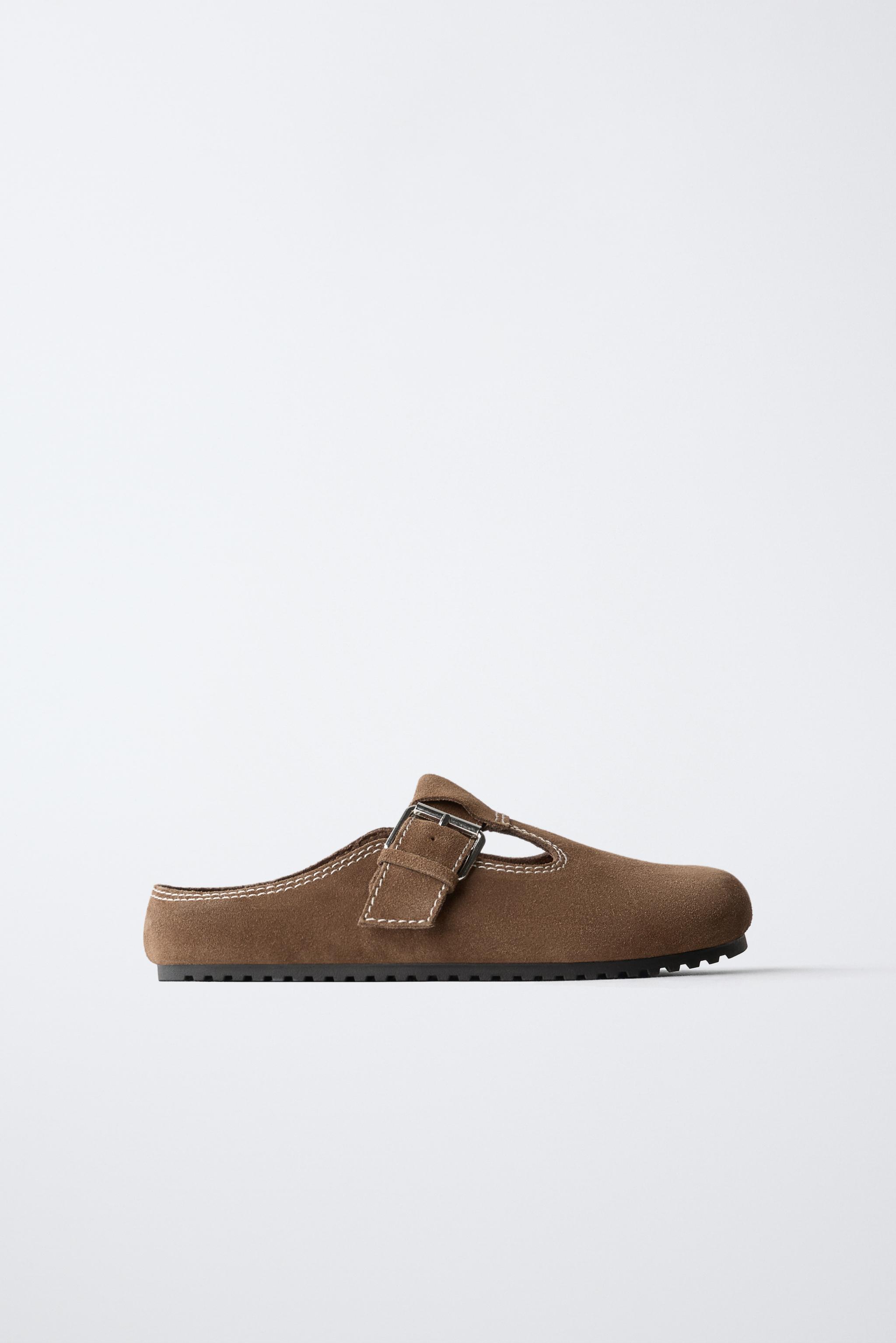 TOPSTITCHED LEATHER CLOGS